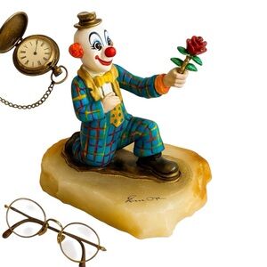 Ronald A Lee “Creative Concept” Clown Figurine Signed Clown With Rose Vintage